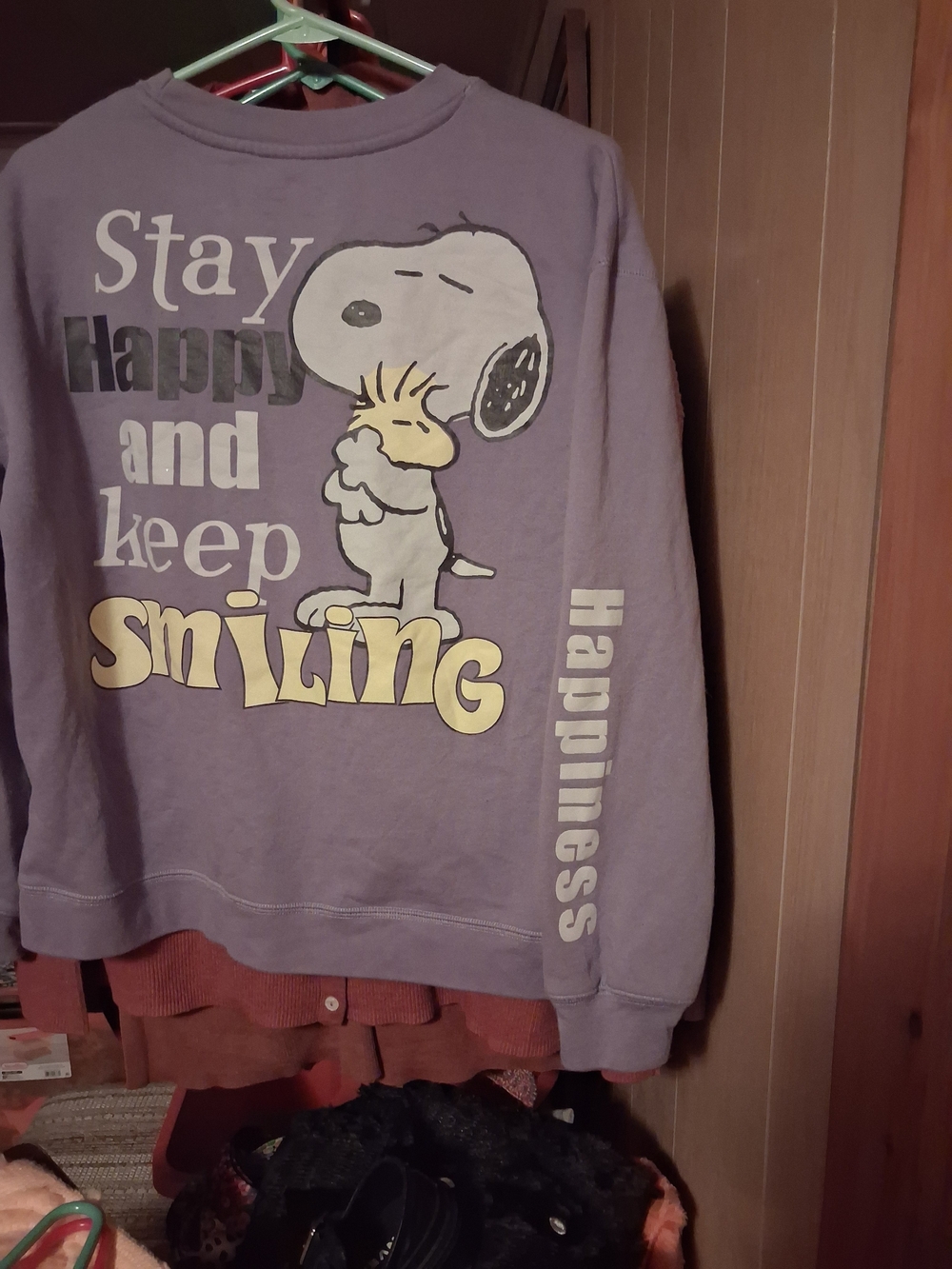 Peanuts Lavender Crewneck with Snoopy Patch - Picture 2 of 3